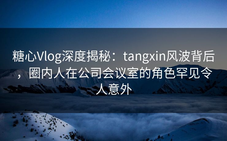 糖心Vlog深度揭秘：tangxin风波背后，圈内人在公司会议室的角色罕见令人意外