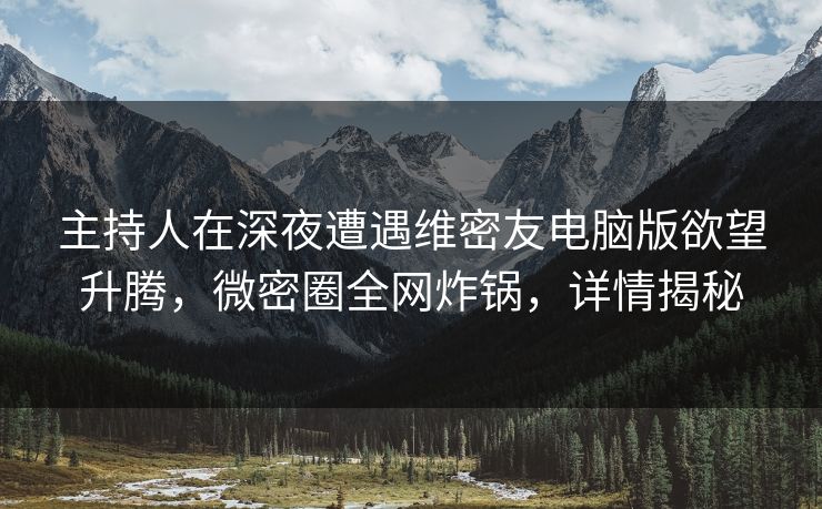 主持人在深夜遭遇维密友电脑版欲望升腾，微密圈全网炸锅，详情揭秘