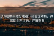大V在中午时分遭遇八卦羞涩难挡，微密圈全网炸锅，详情查看
