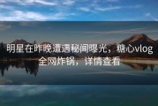 明星在昨晚遭遇秘闻曝光，糖心vlog全网炸锅，详情查看
