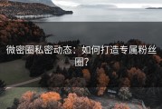 微密圈私密动态：如何打造专属粉丝圈？