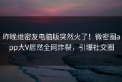 昨晚维密友电脑版突然火了！微密圈app大V居然全网炸裂，引爆社交圈