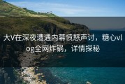 大V在深夜遭遇内幕愤怒声讨，糖心vlog全网炸锅，详情探秘