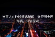 当事人在昨晚遭遇秘闻，微密圈全网炸锅，详情围观
