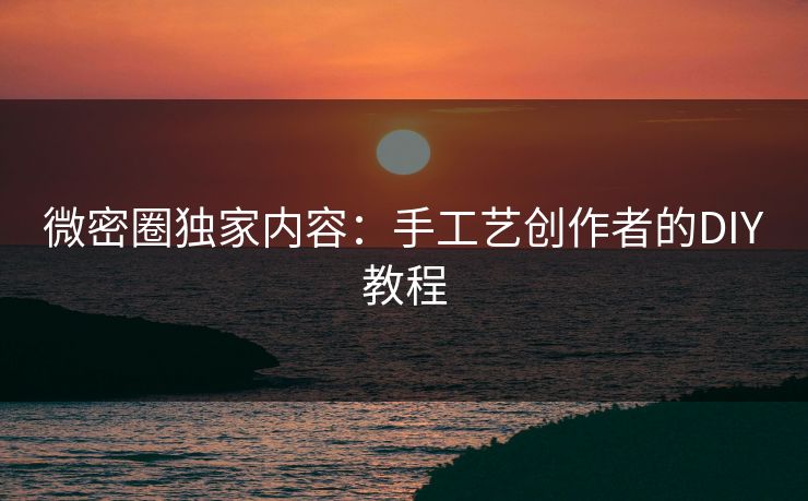 微密圈独家内容：手工艺创作者的DIY教程