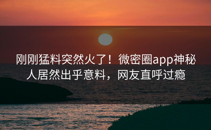 刚刚猛料突然火了！微密圈app神秘人居然出乎意料，网友直呼过瘾