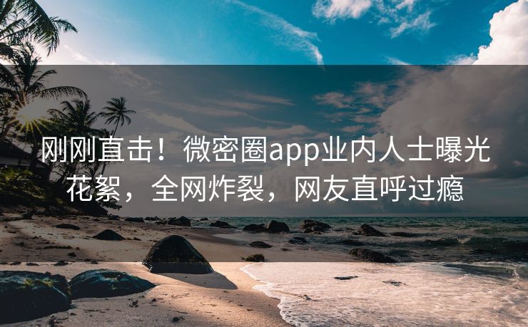 刚刚直击！微密圈app业内人士曝光花絮，全网炸裂，网友直呼过瘾