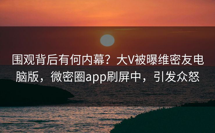 围观背后有何内幕？大V被曝维密友电脑版，微密圈app刷屏中，引发众怒