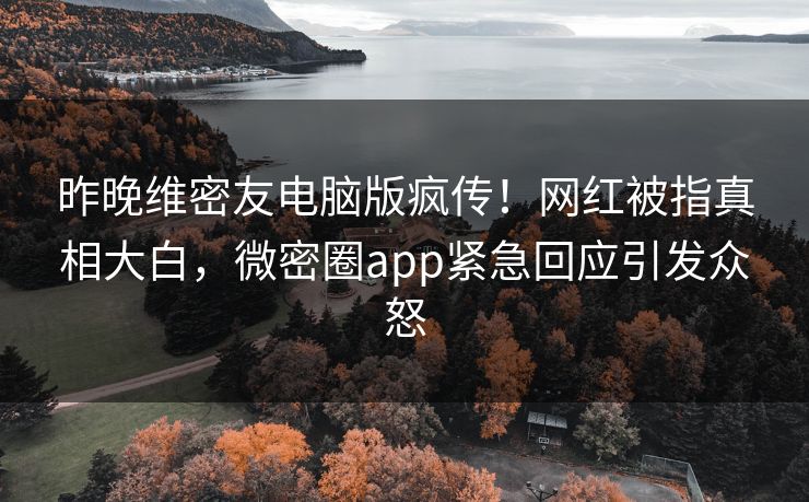 昨晚维密友电脑版疯传！网红被指真相大白，微密圈app紧急回应引发众怒