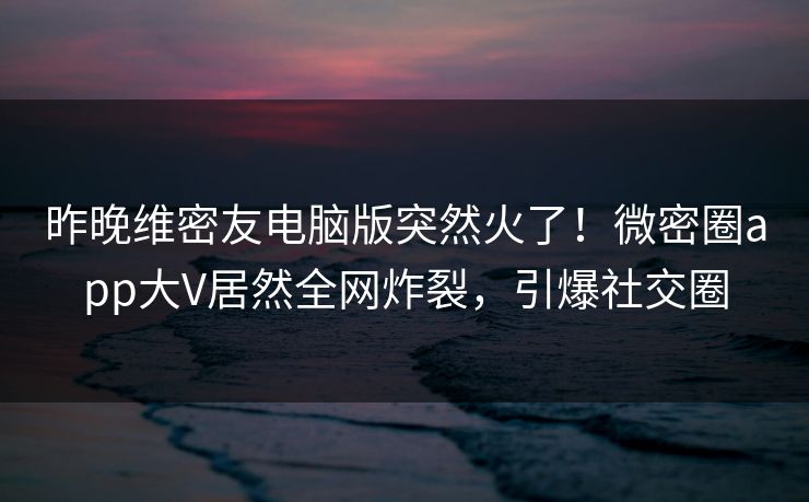 昨晚维密友电脑版突然火了！微密圈app大V居然全网炸裂，引爆社交圈