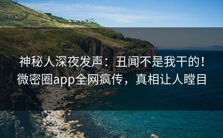 神秘人深夜发声：丑闻不是我干的！微密圈app全网疯传，真相让人瞠目