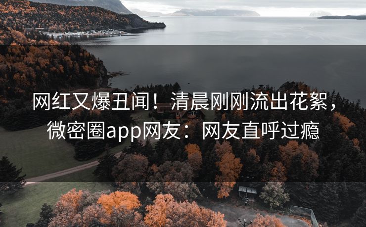 网红又爆丑闻！清晨刚刚流出花絮，微密圈app网友：网友直呼过瘾