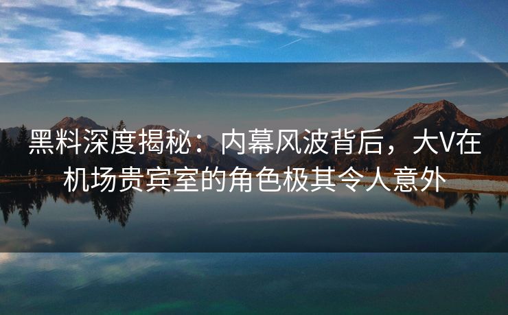 黑料深度揭秘：内幕风波背后，大V在机场贵宾室的角色极其令人意外