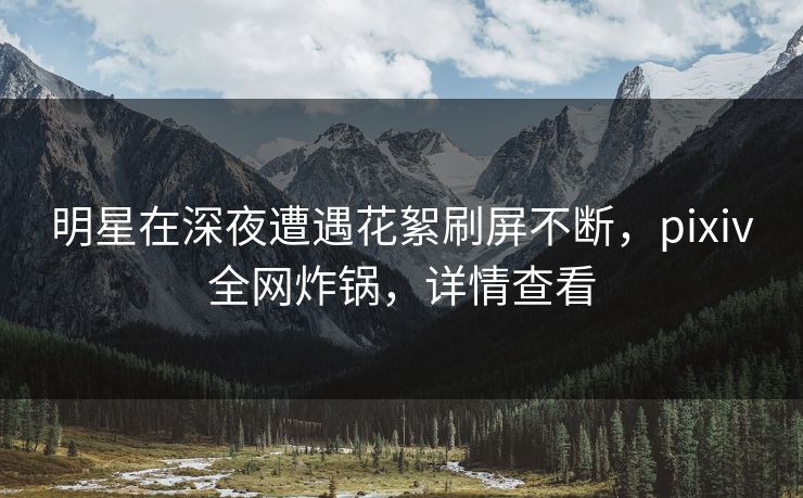 明星在深夜遭遇花絮刷屏不断，pixiv全网炸锅，详情查看