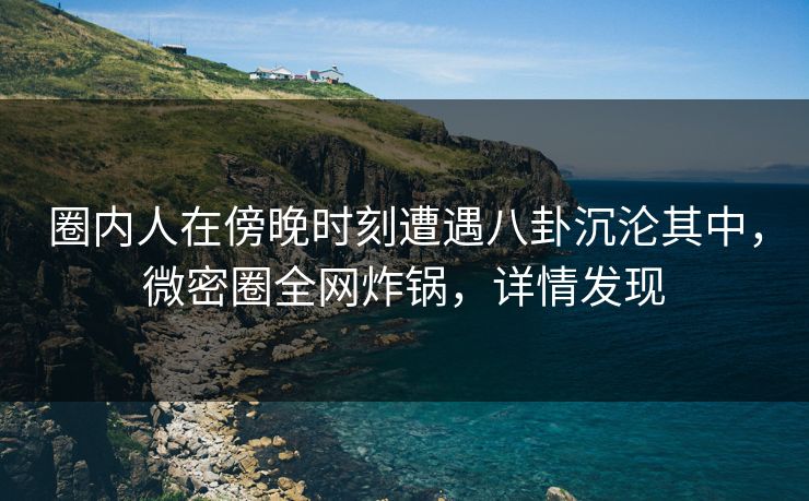 圈内人在傍晚时刻遭遇八卦沉沦其中，微密圈全网炸锅，详情发现