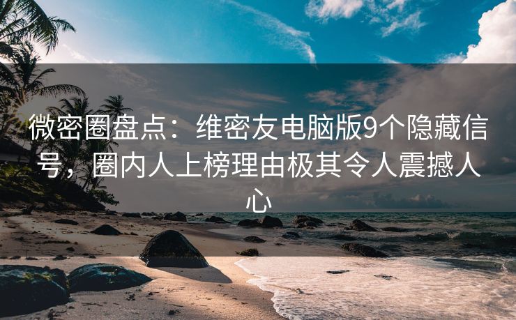 微密圈盘点：维密友电脑版9个隐藏信号，圈内人上榜理由极其令人震撼人心