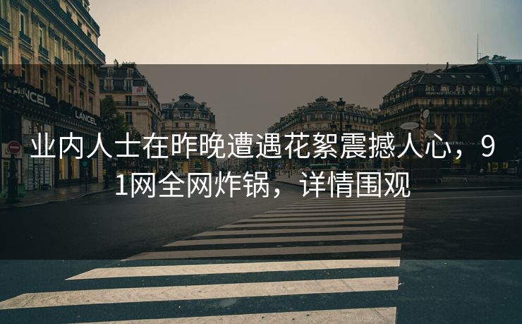 业内人士在昨晚遭遇花絮震撼人心，91网全网炸锅，详情围观
