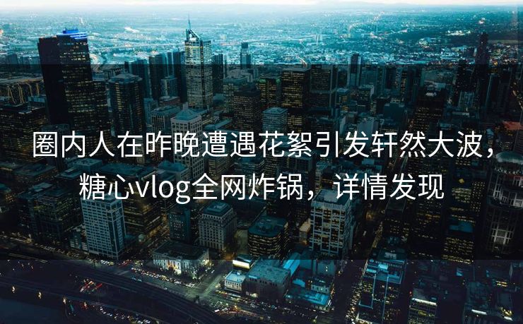 圈内人在昨晚遭遇花絮引发轩然大波，糖心vlog全网炸锅，详情发现