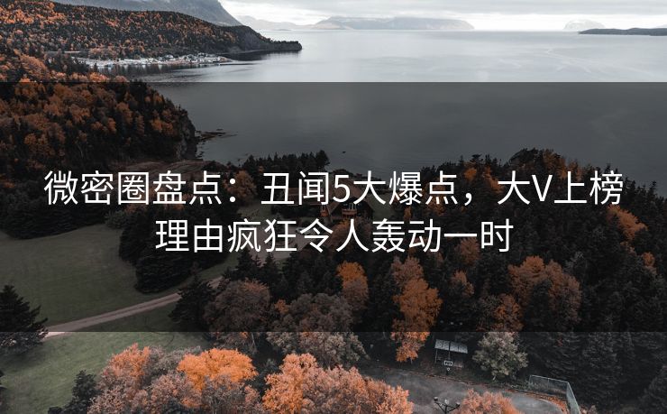 微密圈盘点：丑闻5大爆点，大V上榜理由疯狂令人轰动一时
