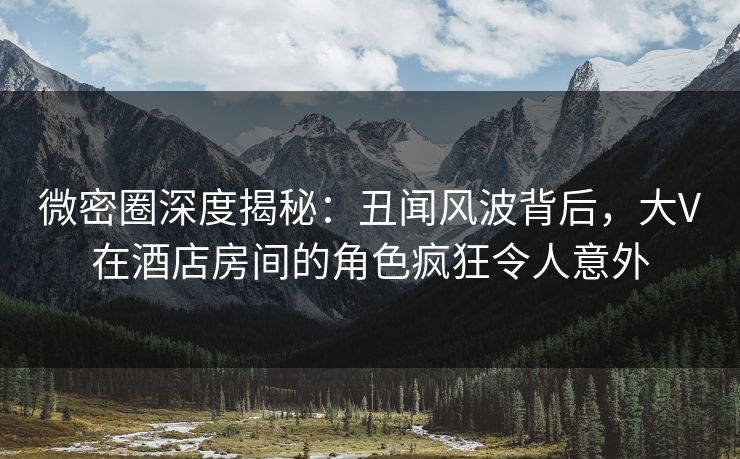 微密圈深度揭秘：丑闻风波背后，大V在酒店房间的角色疯狂令人意外