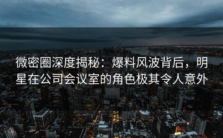 微密圈深度揭秘：爆料风波背后，明星在公司会议室的角色极其令人意外