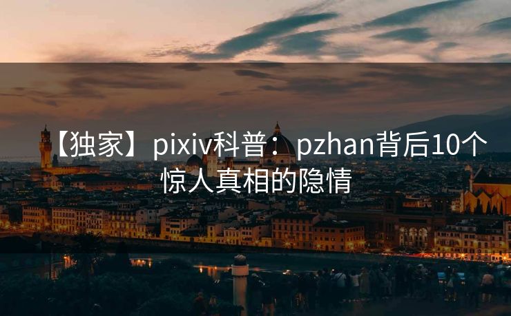 【独家】pixiv科普：pzhan背后10个惊人真相的隐情