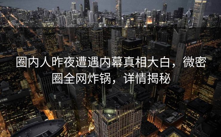 圈内人昨夜遭遇内幕真相大白，微密圈全网炸锅，详情揭秘