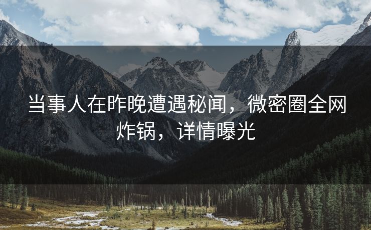 当事人在昨晚遭遇秘闻，微密圈全网炸锅，详情曝光