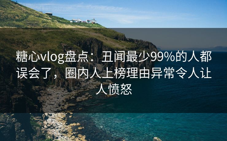 糖心vlog盘点：丑闻最少99%的人都误会了，圈内人上榜理由异常令人让人愤怒