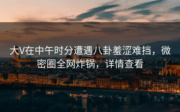 大V在中午时分遭遇八卦羞涩难挡，微密圈全网炸锅，详情查看
