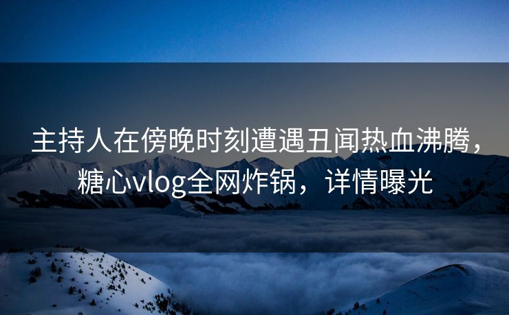 主持人在傍晚时刻遭遇丑闻热血沸腾,糖心vlog全网炸锅,详情曝光 主持人在傍晚时刻遭遇丑闻热血沸腾,糖心vlog全网炸锅,详情曝光