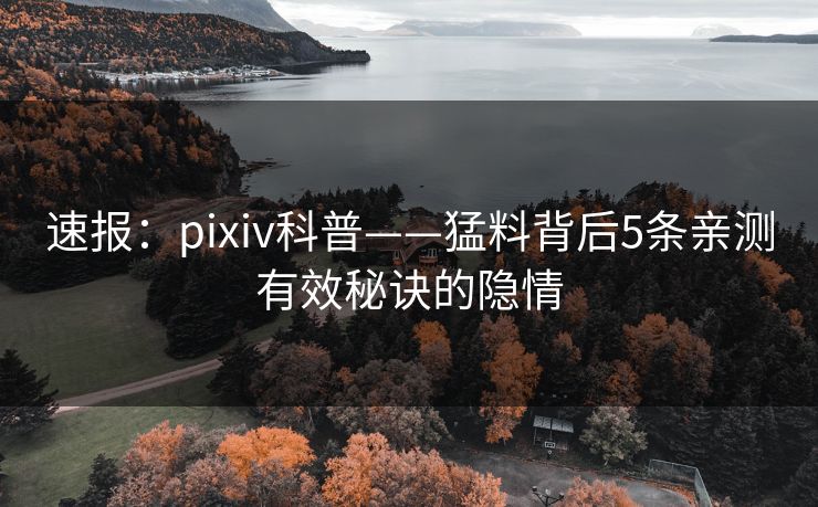 速报：pixiv科普——猛料背后5条亲测有效秘诀的隐情