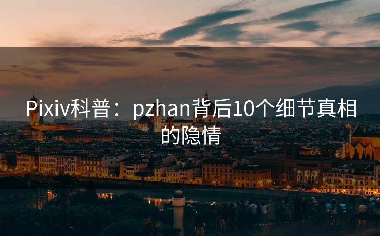 Pixiv科普：pzhan背后10个细节真相的隐情
